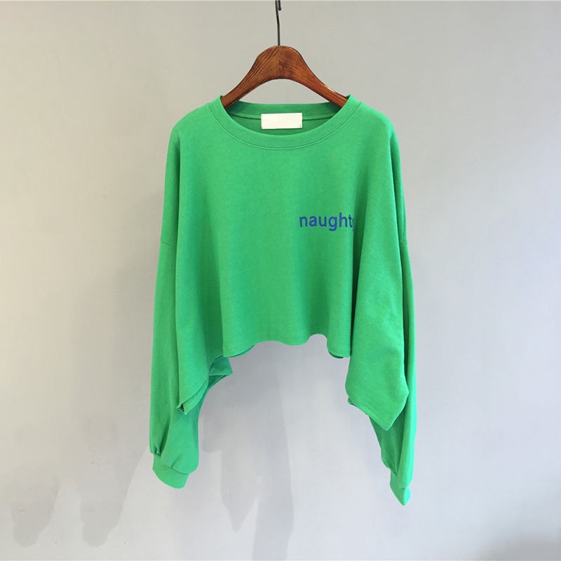 Áo Khoác Sweater Mỏng Dáng Rộng Ngắn In Chữ Kiểu Hàn Quốc Thời Trang 2022 Cho Nữ