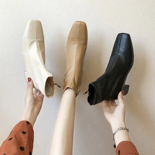 ( XẢ LỖ ) Sẵn boots cao cổ gót 5cm tôn dáng cho mùa thu đông 2019, hàng quảng châu loại đẹp