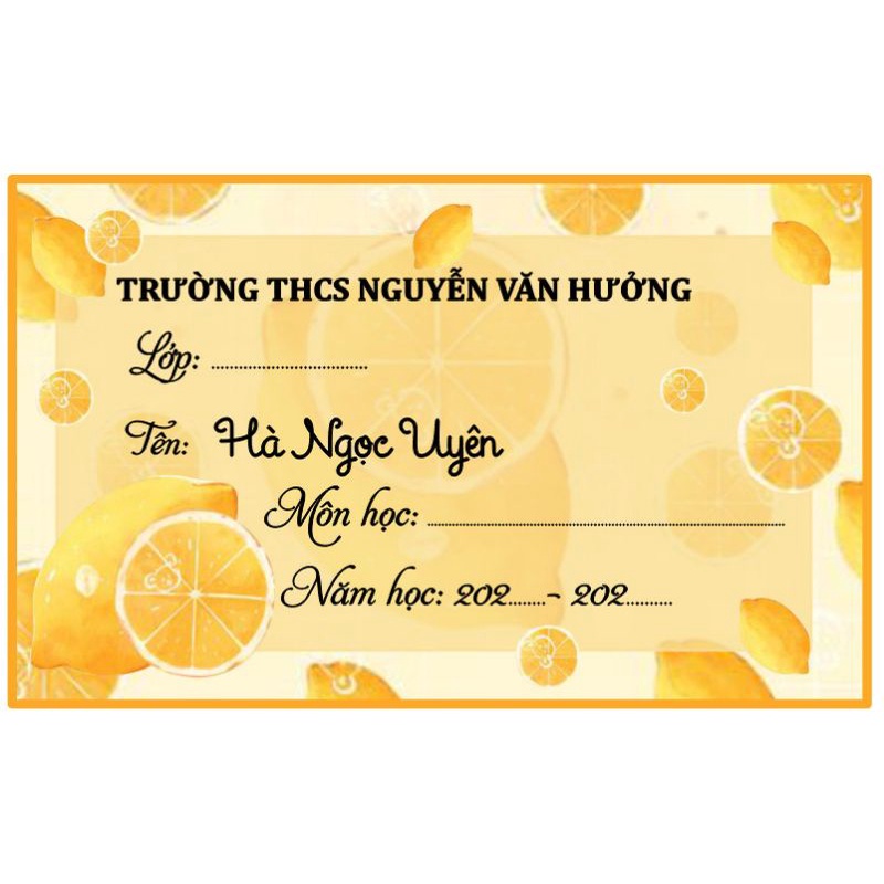 Combo nhãn vở trái cây dễ thương. Nhắn tin để điền tên theo yêu cầu nha!