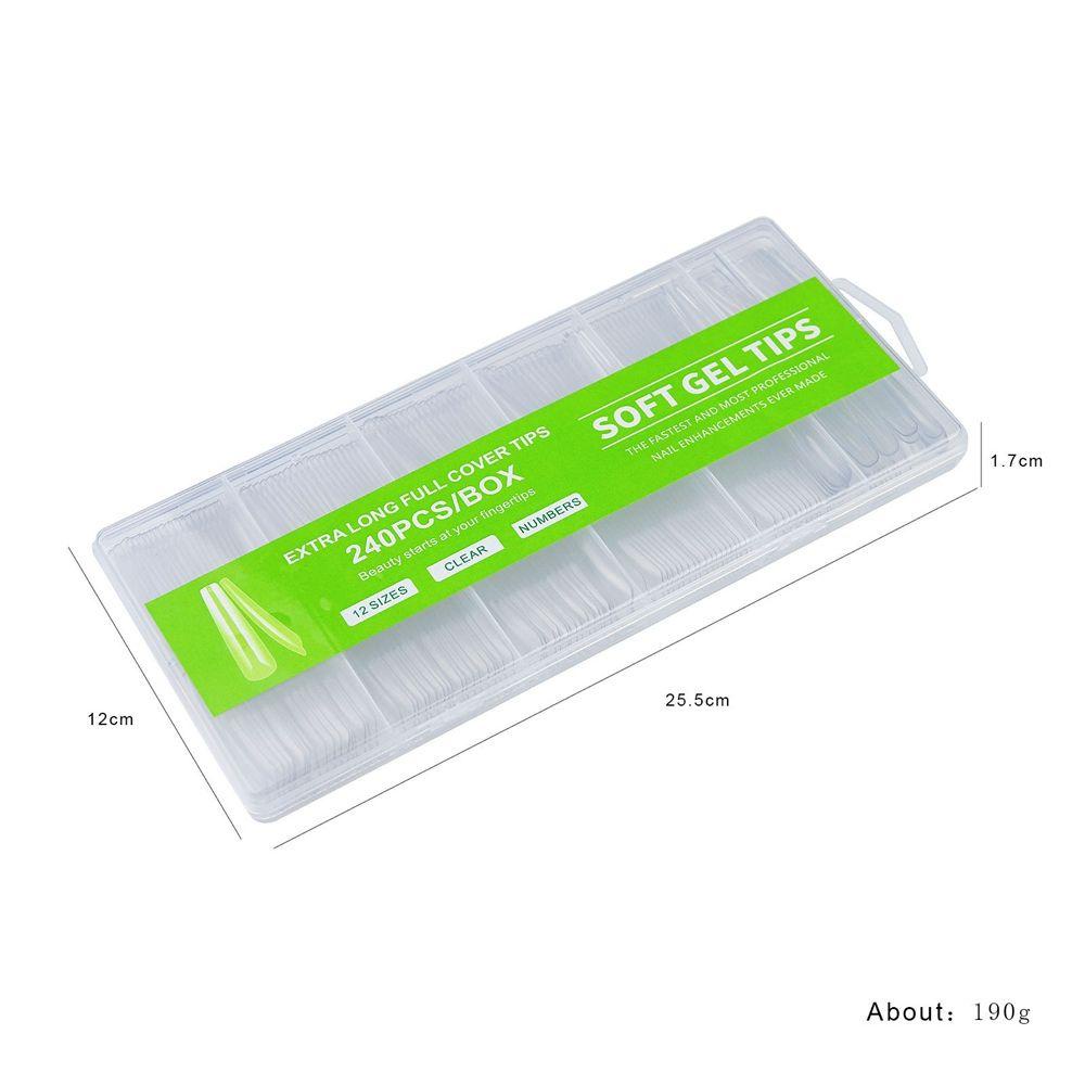 BORAG Hộp 240 Móng Tay Giả Trong Suốt Bằng Nhựa Acrylic