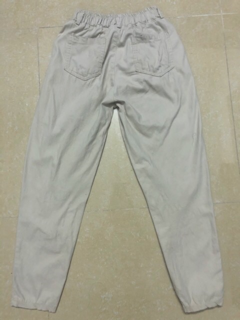 PASS QUẦN KAKI MÀU KEM, LƯNG THUN