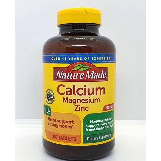 Viên uống bổ sung canxi Nature Made Calcium Magnesium Zinc 300 viên