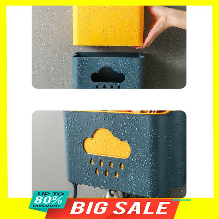 [ Flash Sale ] Kệ để đồ nhà bếp hình đám mây, giá kệ để đồ phòng tắm dán tường đa năng đựng bàn chải kem đánh răng