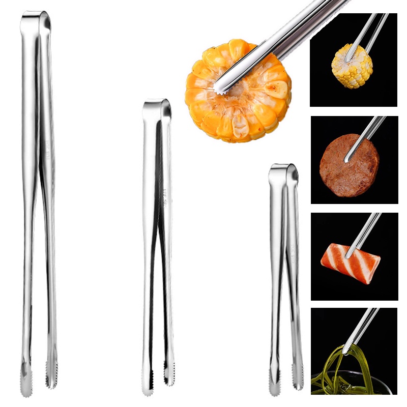 Kẹp Thức Ăn Đa Năng Bằng Thép Không Gỉ 3 Kích Cỡ