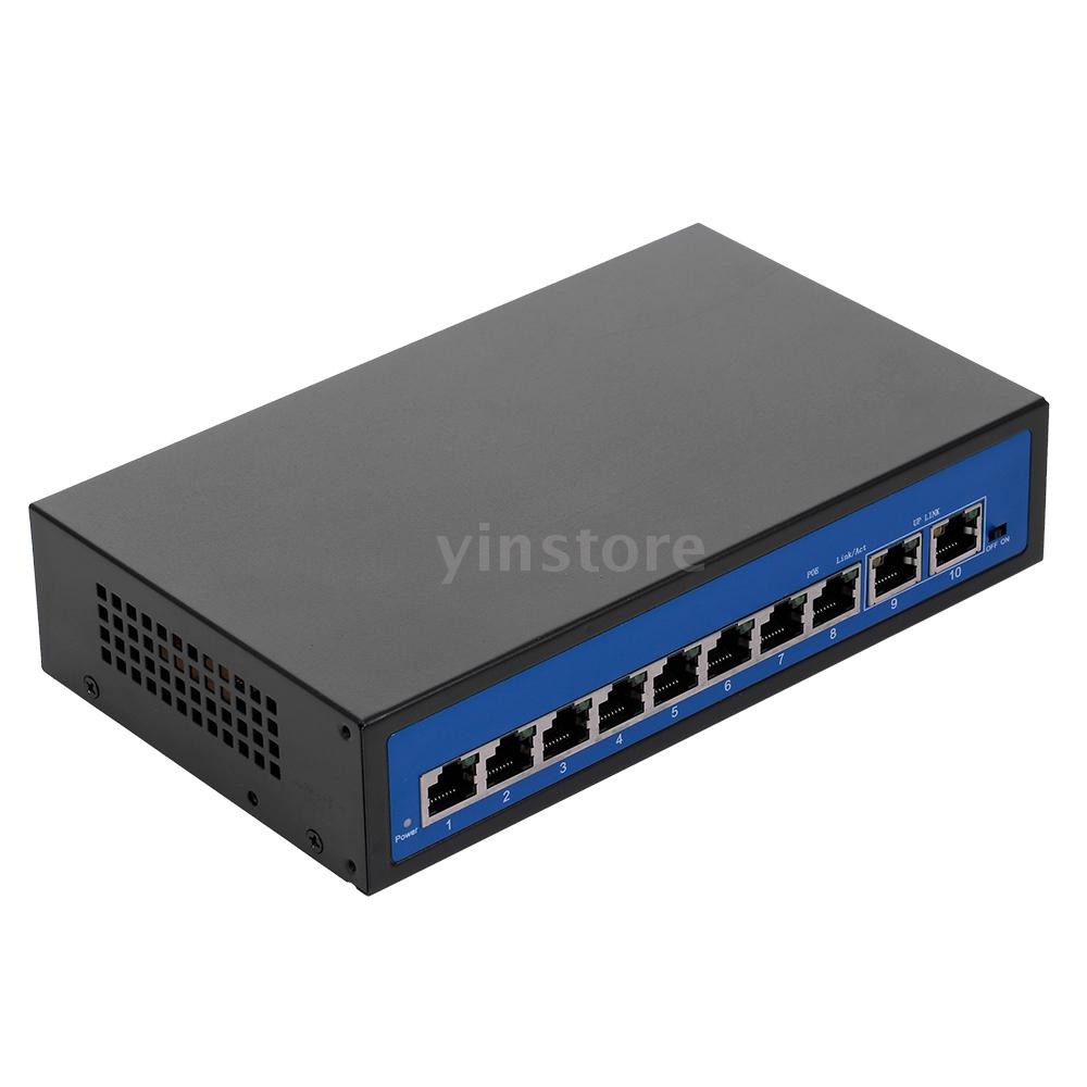 yins♥ZWD-8+2BZDN-X 8+2 POE Switch 8 Ethernet Port 2 Uplink Ethernet Port 2.0Gbps  for IP Camera Wireless AP UK Plug