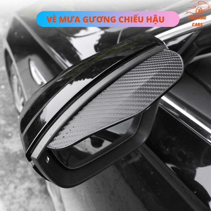 Bộ vè mưa gương chiếu hậu xe ô tô vân carbon siêu bền, chống bám nước trên gương tránh điểm mù, trang trí cho xe hơi