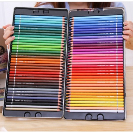 Bút chì màu hộp sắt cao cấp Deli - 6568 72 màu