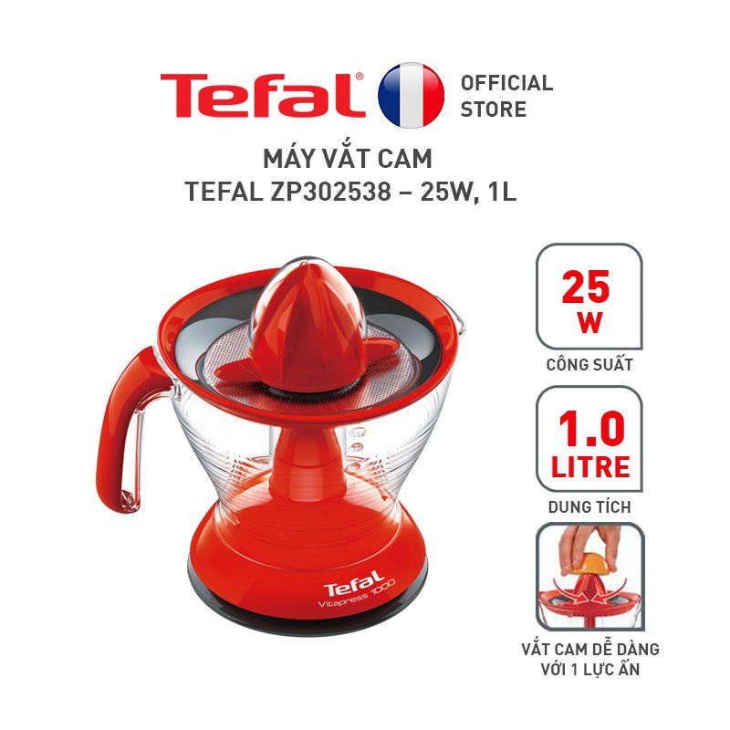 Máy vắt cam Tefal Vitapress ZP302538 - đỏ, 25W, 1L