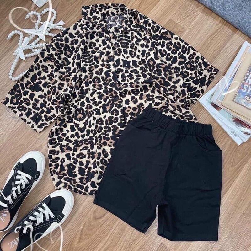 Áo sơ mi beo form rộng kate lụa 100D xịn xò(B.C