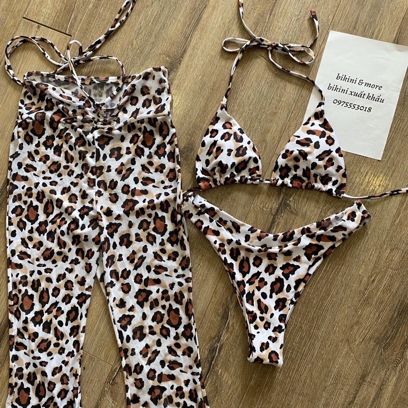 [BKN1372] &lt;ÂU&gt; SET BIKINI 3 MÓN BEO KÈM QUẦN DÀI ỐNG LOE