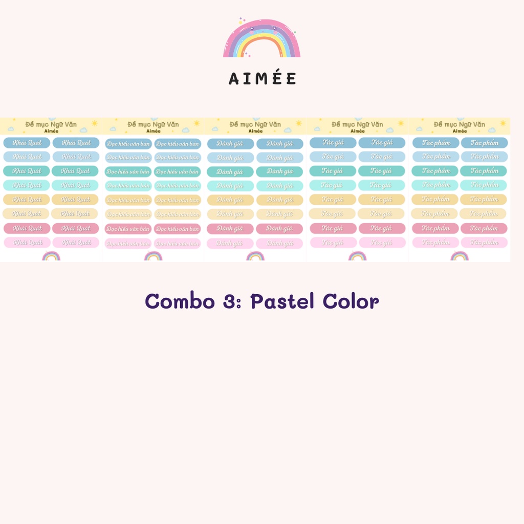 Combo 5 Sticker Tấm Đề Mục Văn Học  | AIMÉE