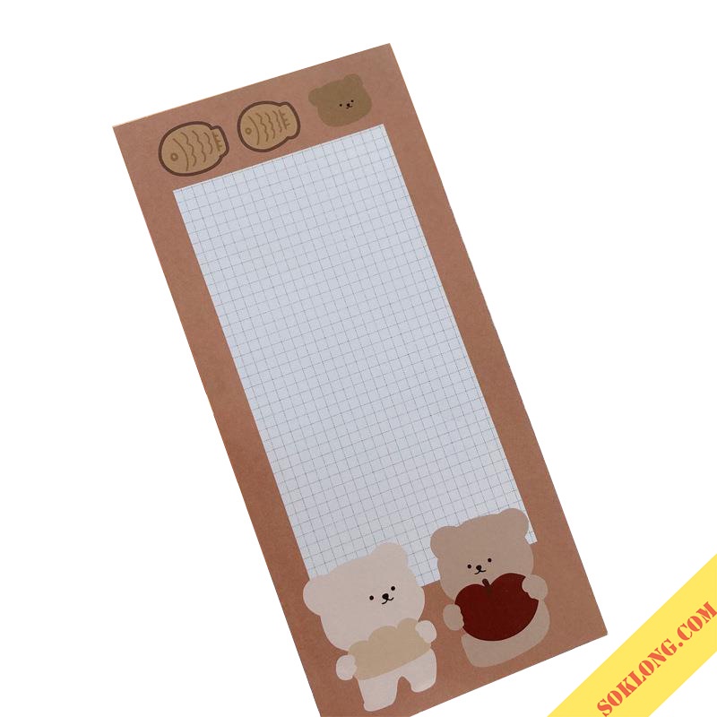 Giấy ghi chú note cute Gấu Hàn quốc NO23 tập  50 giấy ghi chú dễ thương dày dặn SOKLONG