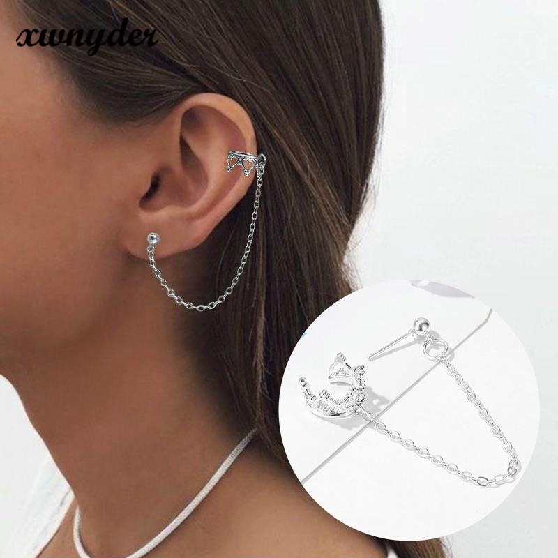 Khuyên Kẹp Tai Chữ U Tua Rua Đính Đá Zircon Thời Trang Cho Nữ