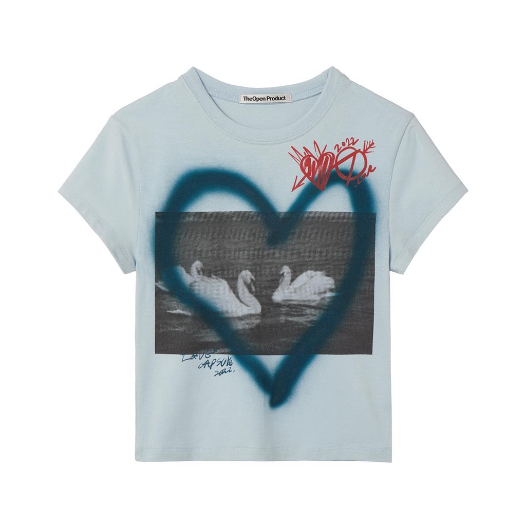 IU Áo Thun Tay Ngắn Dáng Ôm In Họa Tiết Trái Tim Thời Trang Mùa Hè Xinh Xắn Cho Nữ