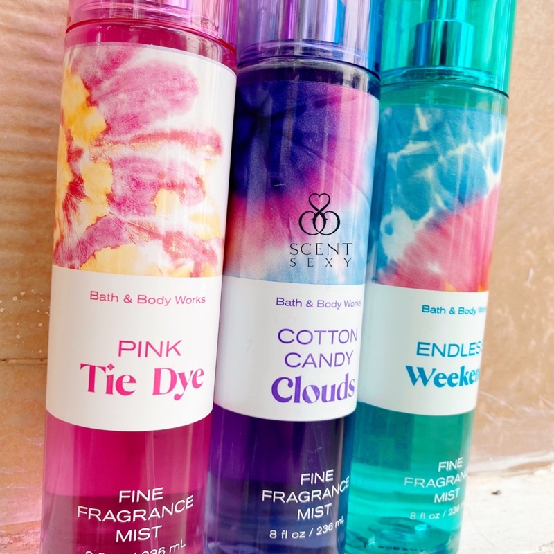 Xịt thơm body Bath &amp; Body Works - Pink Tie Dye/Cotton Candy Clouds/Endless Weekend (236mL)