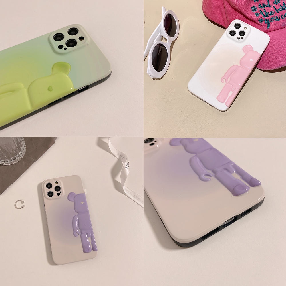 Ốp Điện Thoại Mềm Hình Hoạt Hình 3D Màu Gradient Bảo Vệ lens Chống Rơi Cho iphone 13 12 11 Pro Max XR X XS XSMAX