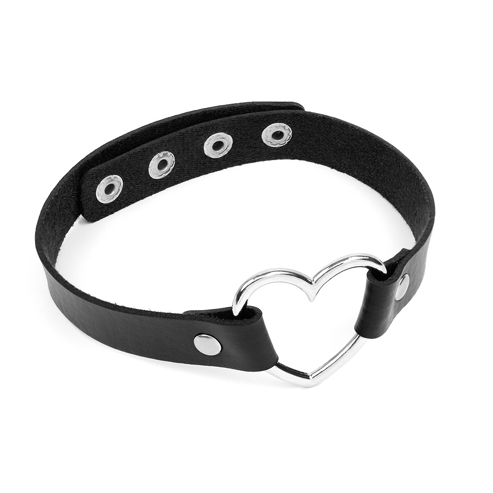Vòng Cổ Choker Da PU Đính Đinh Tán Và Trái Tim