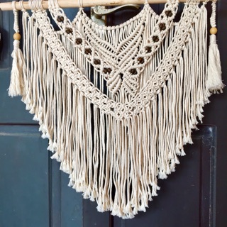 Macrame decor, màu ngà, treo tường phong cách Bắc Âu sang trọng handmade thủ công nghệ thuật