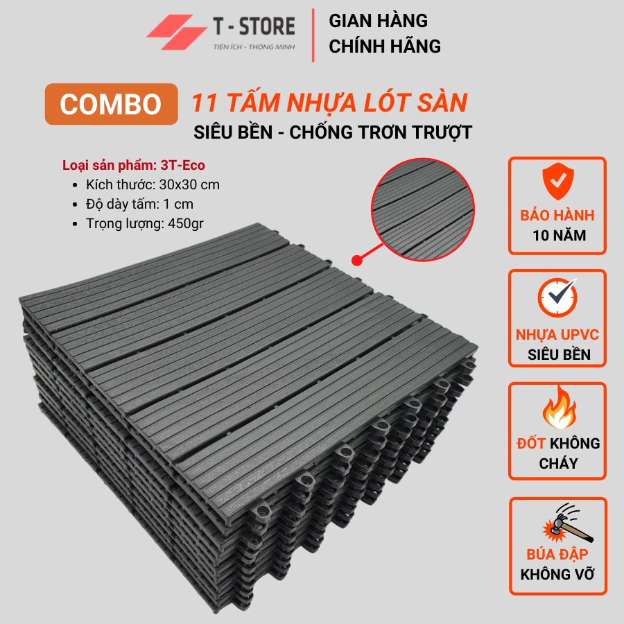 Bộ 11 Tấm Lát Sàn Cao Cấp SIENNA - Vỉ nhựa thoát nước, chống trơn trượt, Lót nhà vệ sinh, bể bơi, sân vườn, sân thượng.