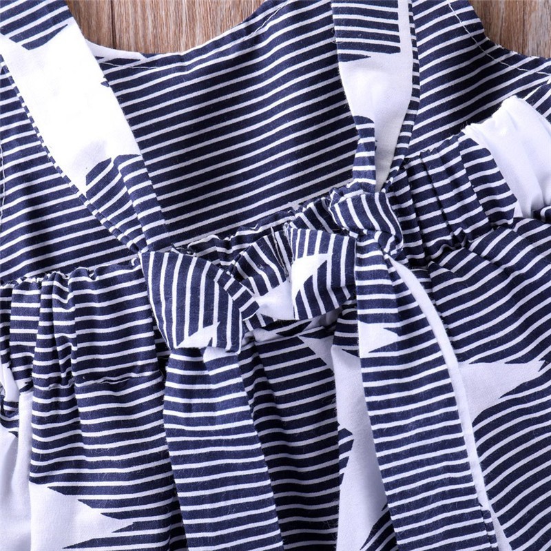 Đầm Hai Dây Đi Biển Mùa Hè In Họa Tiết Ngôi Sao Kẻ Sọc Đáng Yêu Cho Bé Gái 1-5 Tuổi