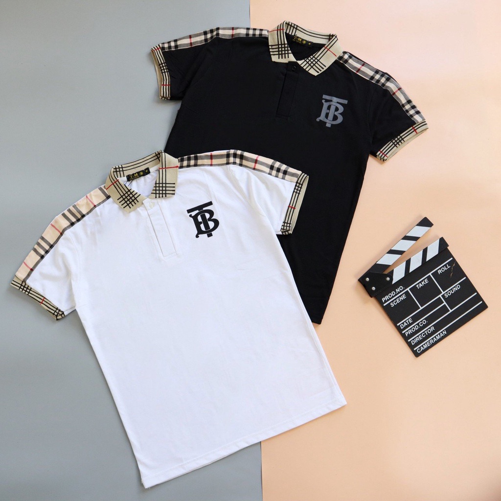 ÁO THUN POLO NAM LOGO TB, NV PHỐI CARO NAM TÍNH MANLY