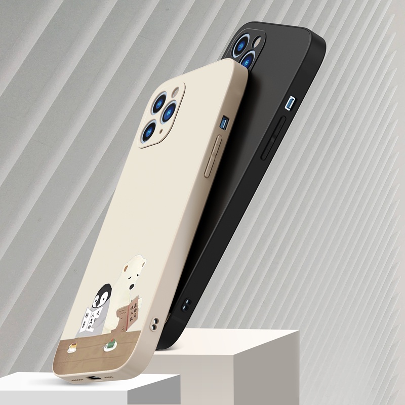 Ốp lưng iphone Ốp điện thoại Suntaiho họa tiết chim cánh cụt và gấu thích hợp cho iPhone 13 12 11 Mini Pro X XR XS Max 7 8 Plus