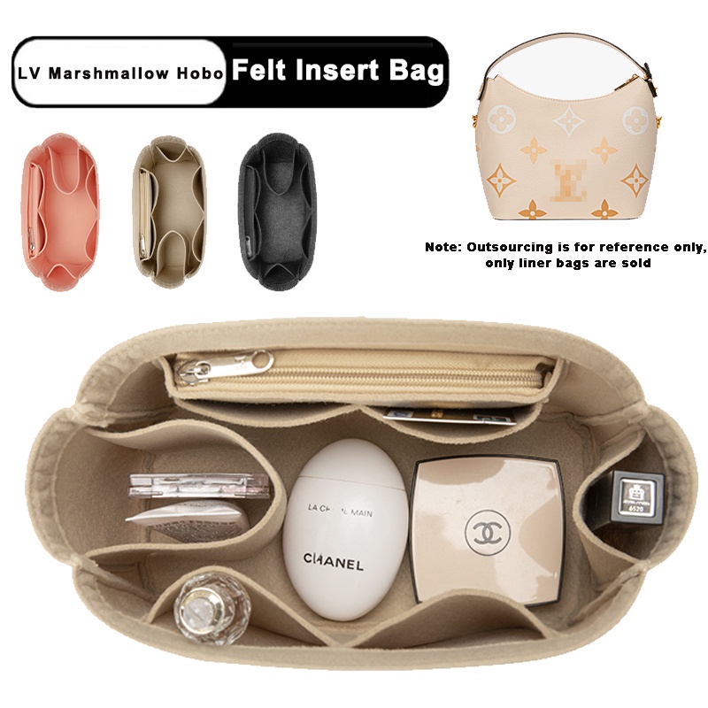 Túi chèn cho túi xách LV EVERTONER Marshmallow Hobo vải nỉ có khóa kéo sức chứa lớn đựng mỹ phẩm tiện lợi
