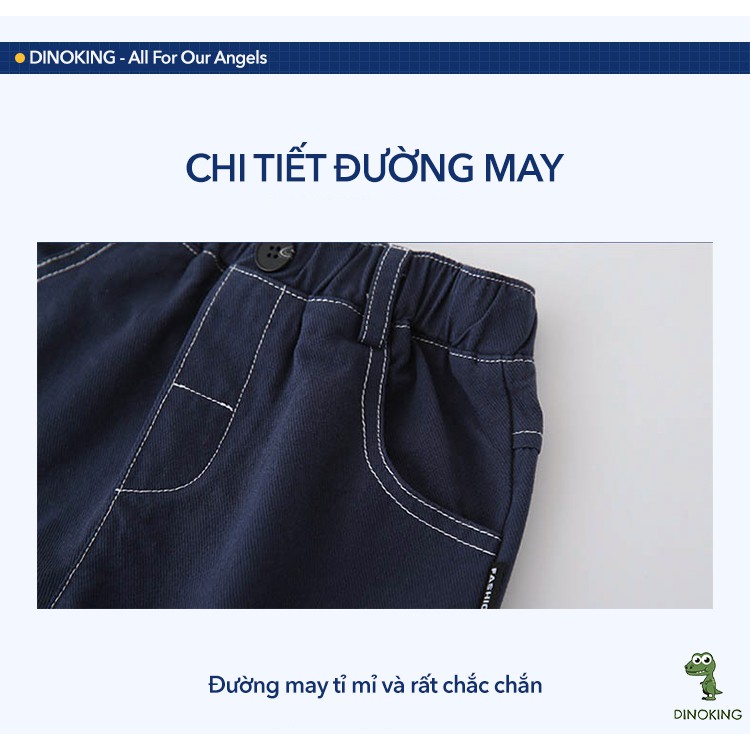 Quần đùi bé trai DINOKING Quần Short lửng trẻ em chât kaki jean mềm mại cho bé 2 - 8 tuổi QS07