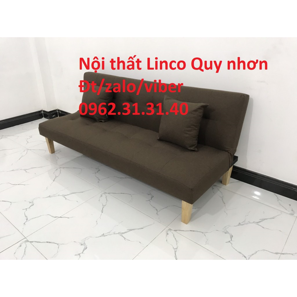 Ghế Sofa giường SFG09 vải bố màu nâu cafe vải bố Nội thất Linco Quy Nhơn giá rẻ Bình định