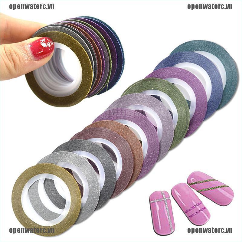 Bộ 12 Cuộn Băng Keo Dán Trang Trí Móng Tay 1mm