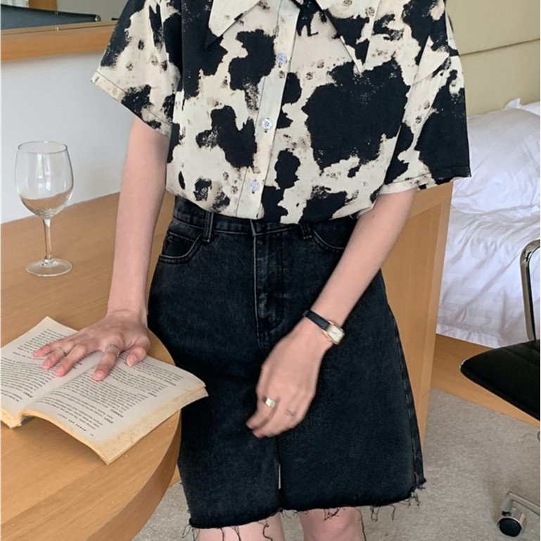 Áo Sơ Mi Ngắn Tay In Họa Tiết Da Báo Phong Cách Cổ Điển Thời Trang Mùa Hè Dành Cho Nữ