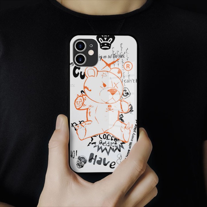 Ốp kính cường lực hình logo Moschino đẹp riêng mình Iphone OK-JC20210097