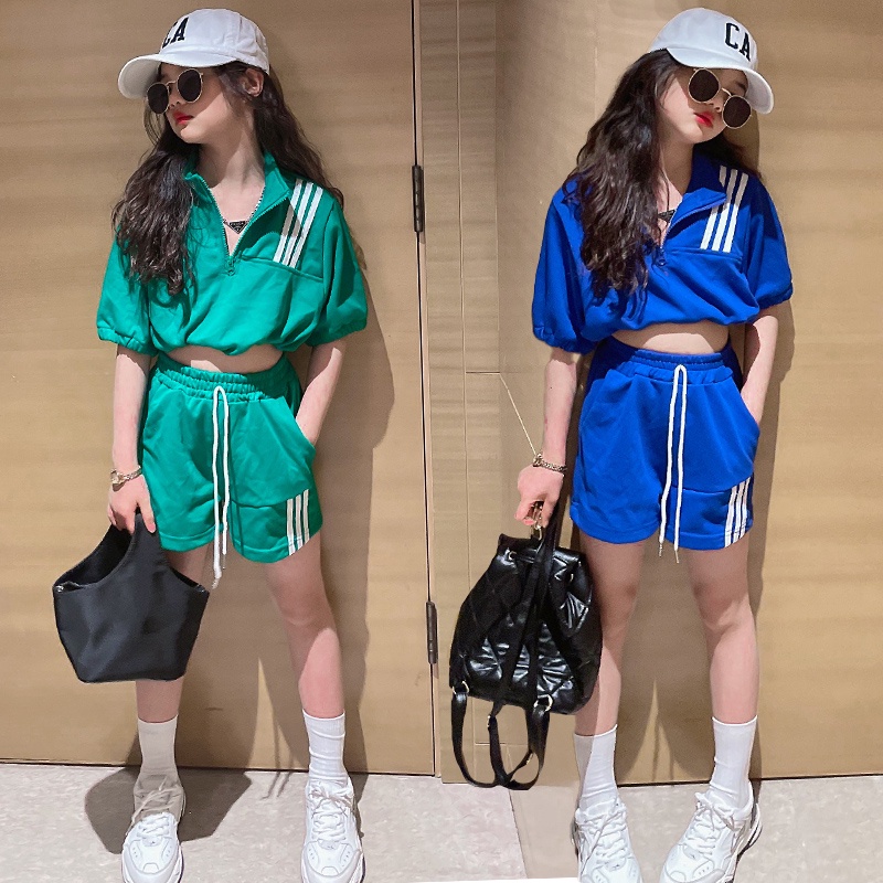 Set Đồ Thể Thao Gồm Áo Thun Tay Ngắn Và Quần Ngắn Thời Trang Hàn Quốc Dành Cho Bé Gái 5-6 tuổi 6-7 tuổi 7-8 tuổi 8-9 tuổi 9-10 tuổi 10-11 tuổi 11-12 tuổi 12-13 tuổi 13-14 tuổi 15-16 tuổi
