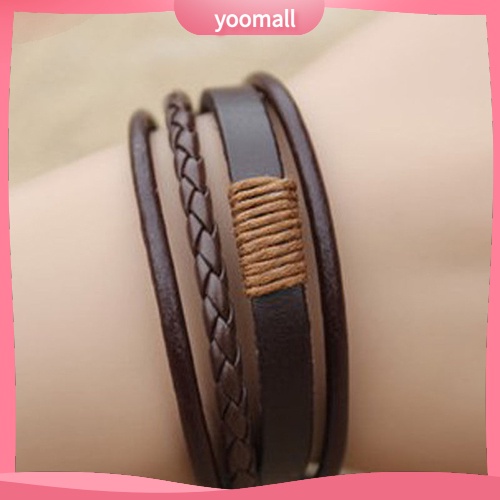 Vòng Tay Giả Da Nhiều Sợi Phong Cách Vintage Unisex