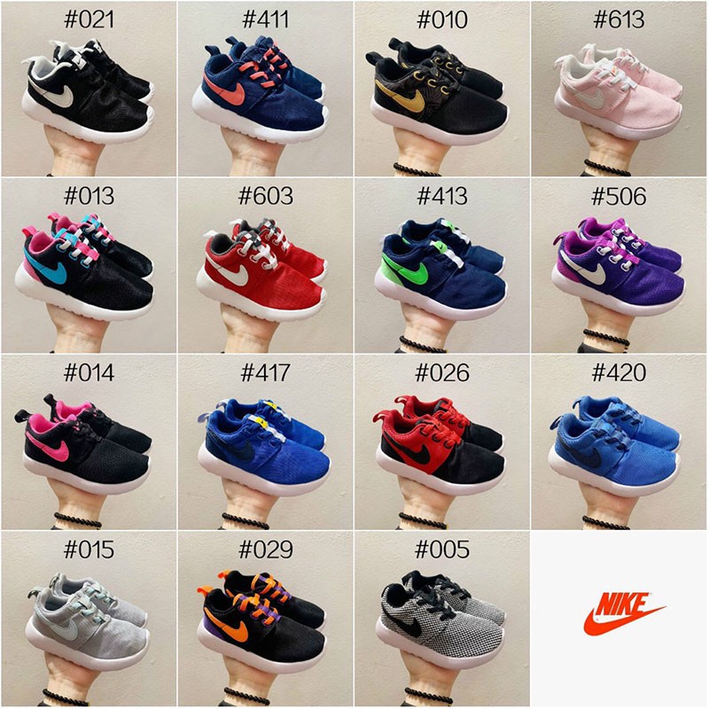 NIKE bé trẻ em giày chạy đích thực ROSHE ONE cổ điển giày mềm Toddler đáy lưới trẻ em mùa hè thở slip-ons chàng trai cô gái thoải mái chống trượt giày dép unisex nhẹ màu sắc đa thể thao giày * Ready Cổ *