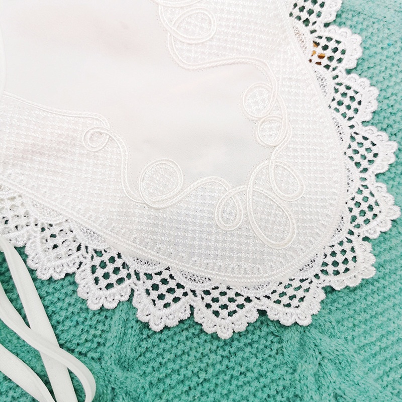 Khăn Choàng Cổ Màu Trắng Phối Ren Họa Tiết Kẻ Sọc / Chấm Bi Có Thể Tháo Rời Thời