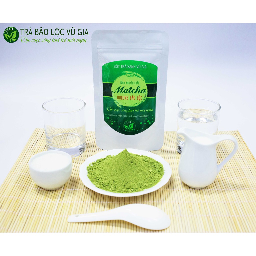 Combo Bột Trà Xanh + Bột Đậu Đỏ - Nguyên Chất Vũ Gia (100g/ hũ) + Tặng Cọ Quét Silicon