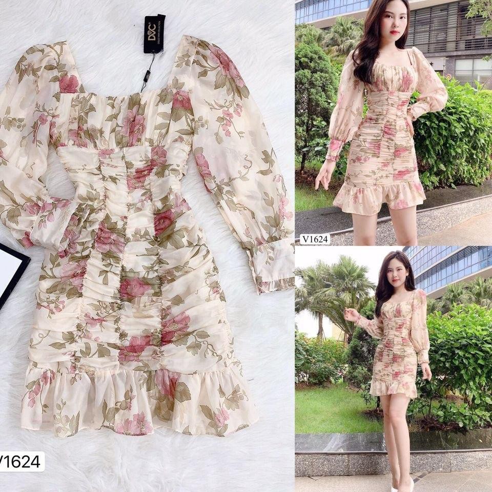 Đầm hoa ôm nhẹ nhàng SANG TRỌNG TRẺ TRUNG, NĂNG ĐỘNG , là dáng công sở vừa đi tiệc- V1624_Mie Design - Váy đầm