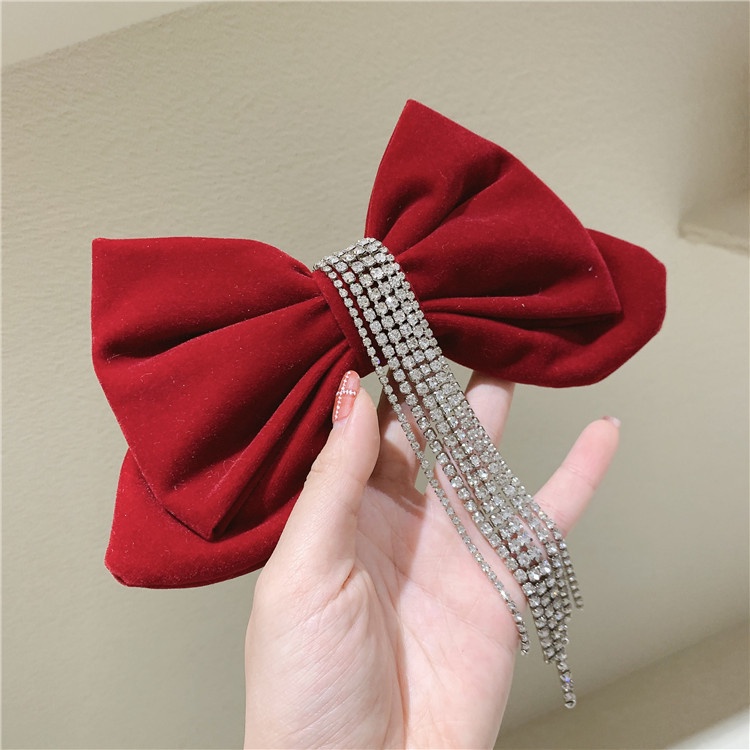 Kẹp Tóc Nơ Đen Đính Đá Lấp Lánh