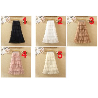 Chân váy lưới công chúa xếp tầng midi dài (ODER)