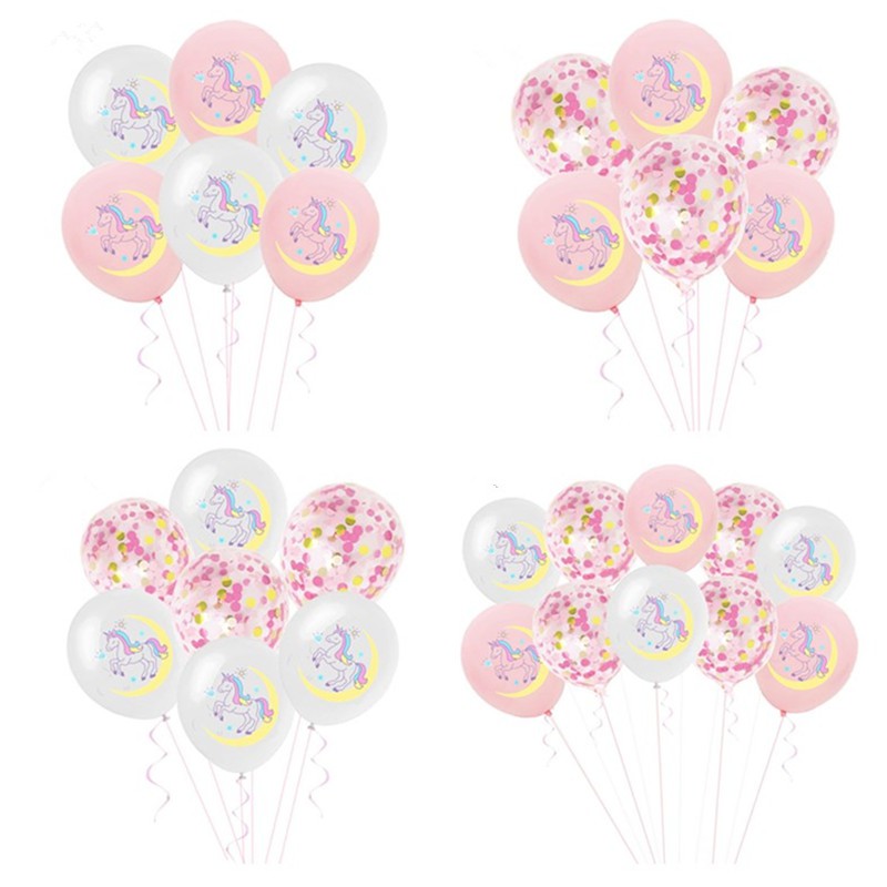 Set 10 Bong Bóng Cao Su 12 Inch Hình Kỳ Lân Trang Trí Tiệc Sinh Nhật