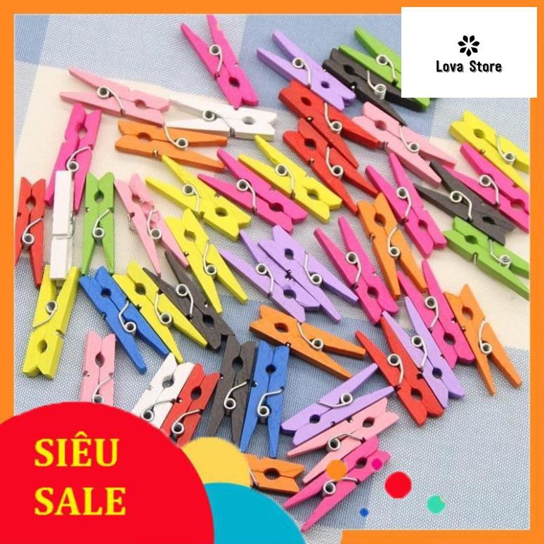 Set 50 Kẹp Gỗ Nhiều Màu ❣️GIÁ SALE SỐC❣️ Set 50 Kẹp Gỗ Treo Ảnh Kích Thước  0.7cmx3.5cm, Kẹp Gỗ Tran