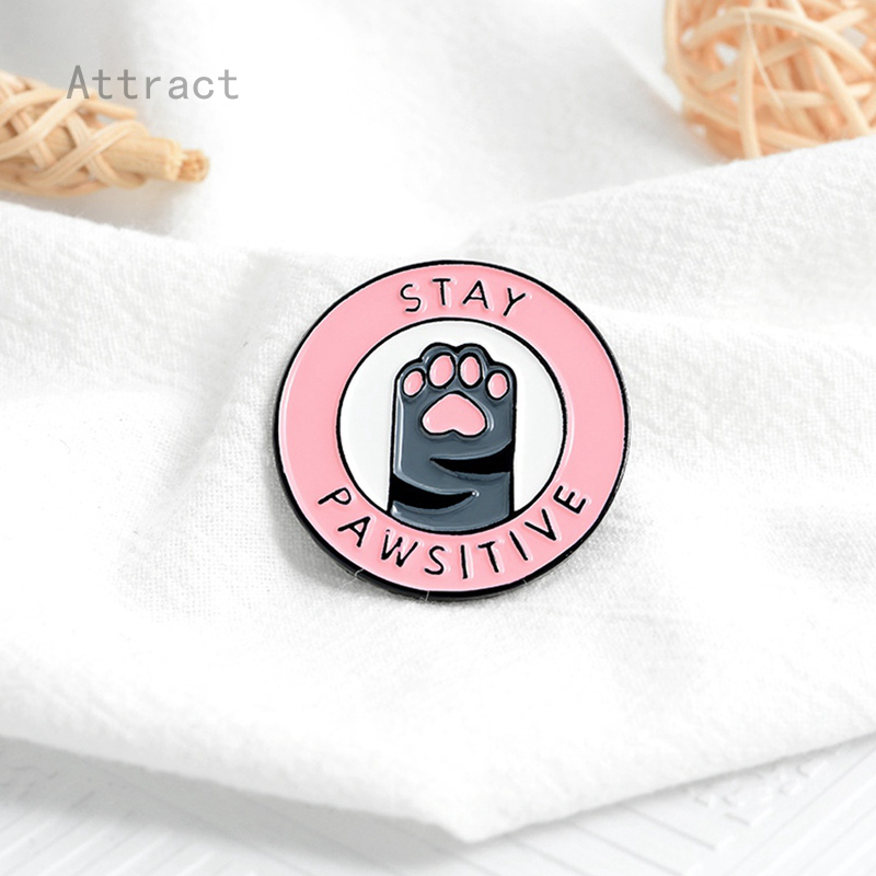 Attract Ghim cài áo hình bàn chân mèo bằng kim loại dễ thương