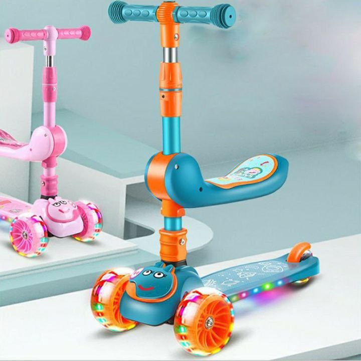[ HCM ]  Xe scooter có ghế cho bé  Xe trượt trẻ em 3 bánh gấp gọn có nhạc đèn phát sáng,có ghế ngồi thuận tiện.