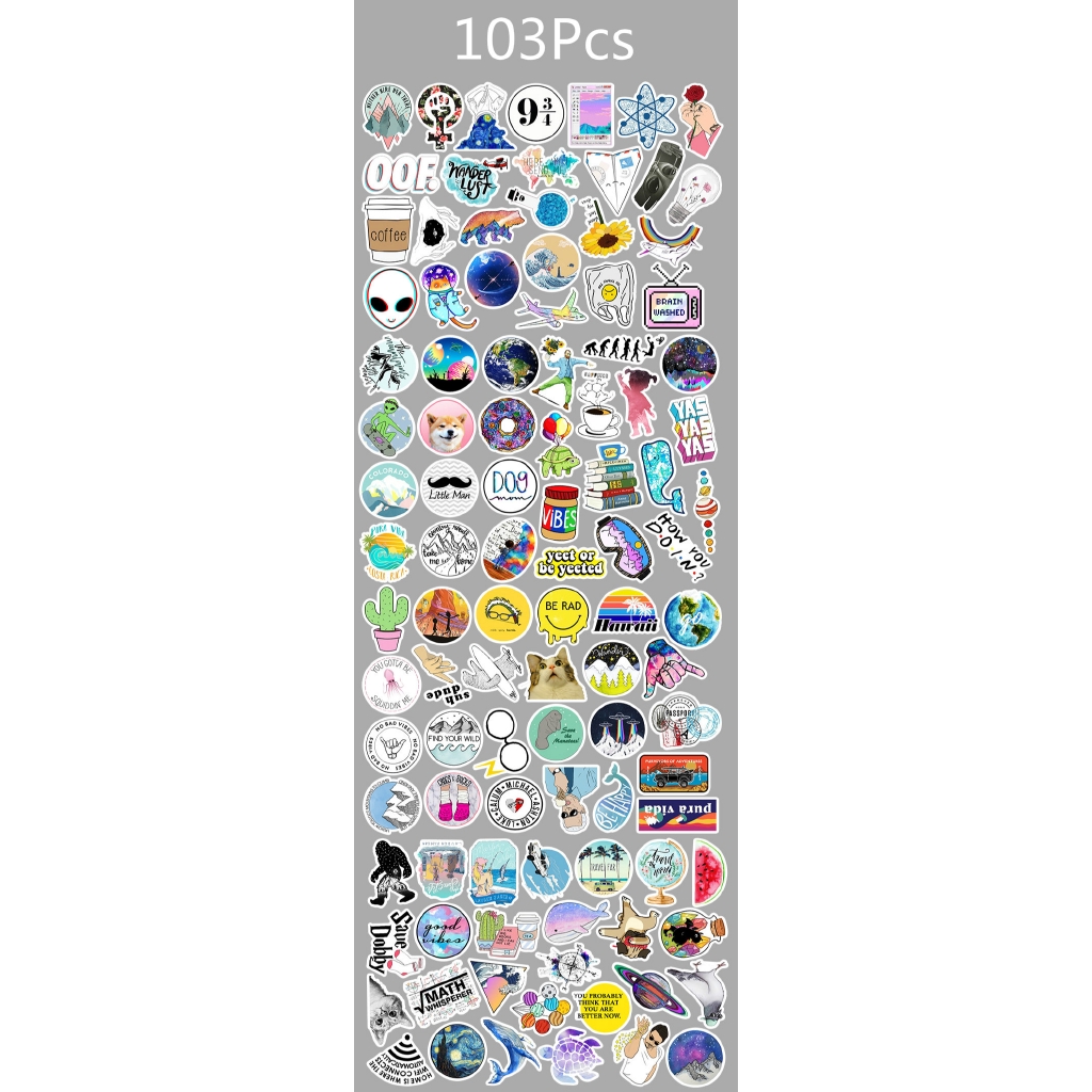 Set 50 / 53 / 103 Miếng Dán Trang Trí Tủ Lạnh / Laptop Chống Thấm Nước