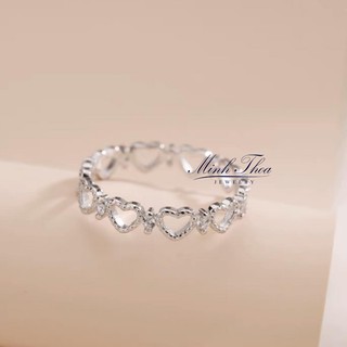 Nhẫn bạc nữ đẹp Minh Thoa Jewelry, nhẫn nữ trái tim đơn giản cá tính trang sức bạc ta