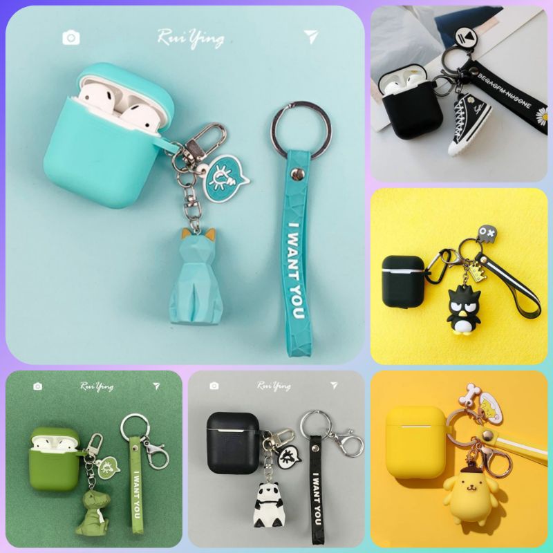 Ốp bảo vệ tai nghe Airpod 1, Airpod 2, i11, i12 TWS - Case Airpod 1, Airpod 2 kèm móc khóa