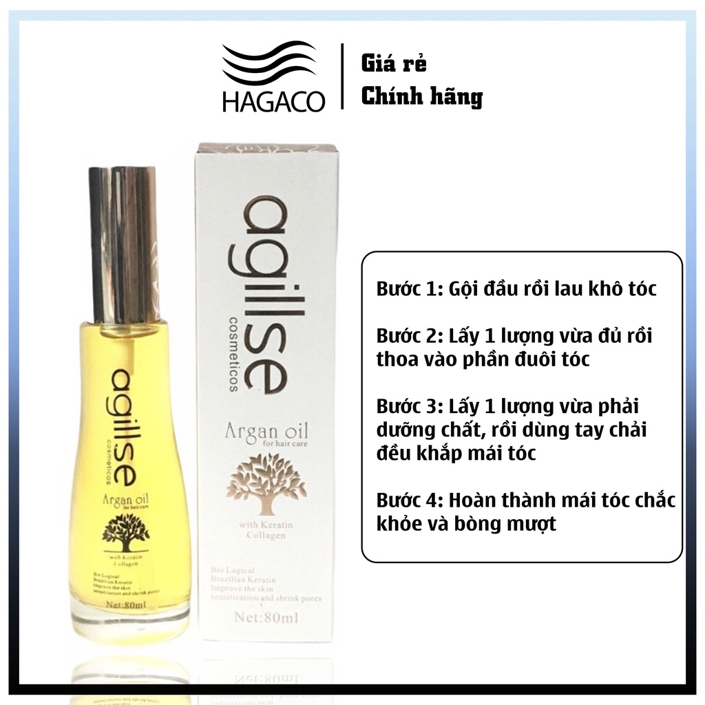 Tinh Dầu Dưỡng Tóc thơm lâu phục hồi tóc hư tổn Agillse Argan Oil 80ml chính hãng CT78