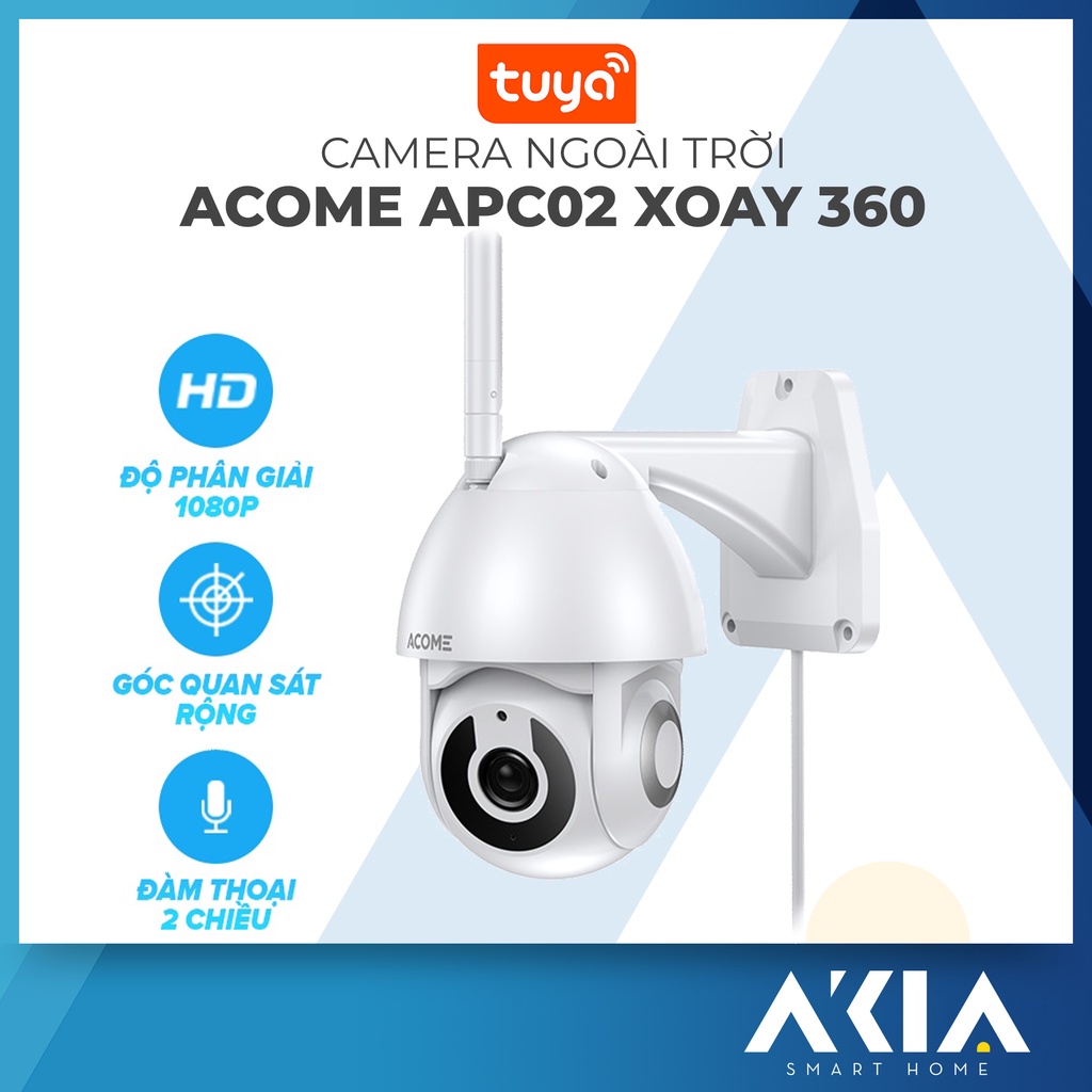 Camera ngoài trời ACOME APC02 - camera wifi xoay 360 độ phân giải full hd 1080p, tương thích tuya smart life bh 12 tháng