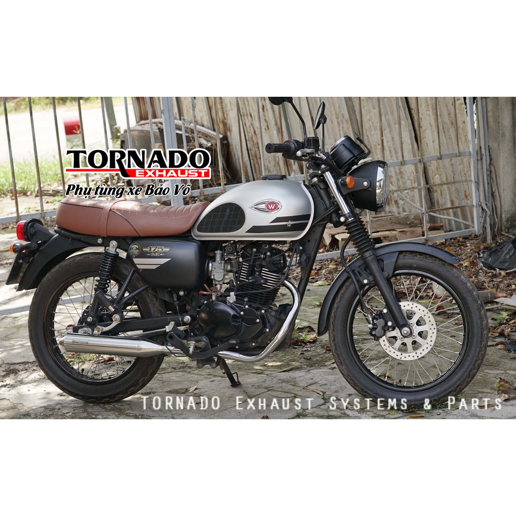 Cổ pô Kawasaki w175 chất liệu TITAN VÀ INOX 304 thương hiệu TORNADO